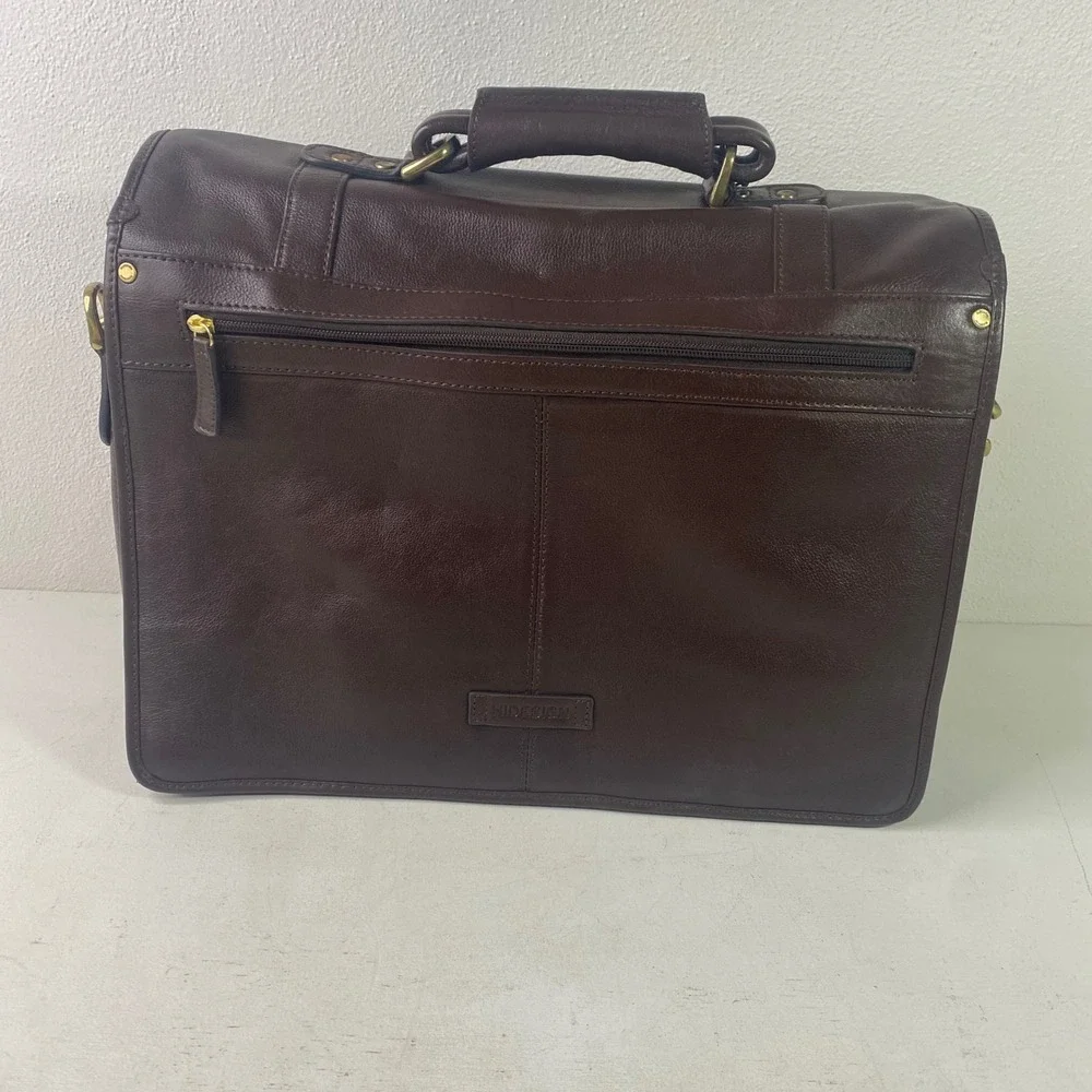 Hidesign The Icons Brown Leather Messenger Briefcase Laptop Bag Brass Hardware